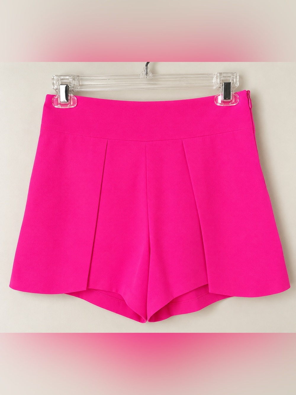 High-Waisted Fuschia Hot Pink Pleated Shorts